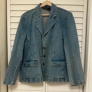 FUDA New York Classic Light Wash Denim Blazer Jacket